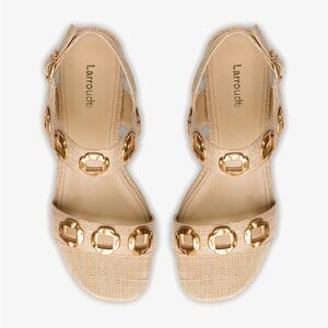 Larroude Milan flat Sandal in beige raffia